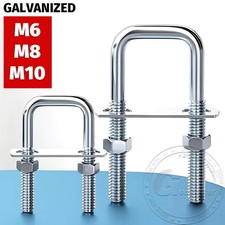 M6 M8 M10 M12 U Bolt Plates and Nuts Standard U-Bolts Set Galvanized Trailer
