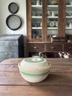 Hull beehive green stripe yellowware casserole dish with lid