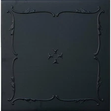 Spring Buds Black Matte 1.6 Ft. X 1.6 Ft. Glue up Foam Ceiling Tile (21.6 Sq. Ft