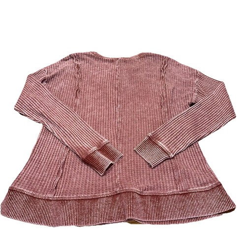 Frye And Co Brown Waffle Knit Split Tie Neck Henley Tunic Long Sleeve Women’s M - Picture 4 of 7