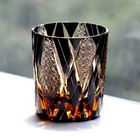 Black Edo Kiriko Whiskey Tumbler 9oz Cut-to-Clear Crystal Old Fashioned Glass