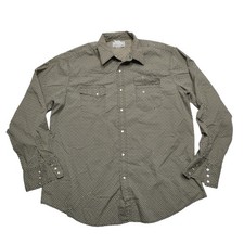 Wrangler Shirt Mens XL Beige Geometric Western Pearl Snap Long Sleeve Rodeo