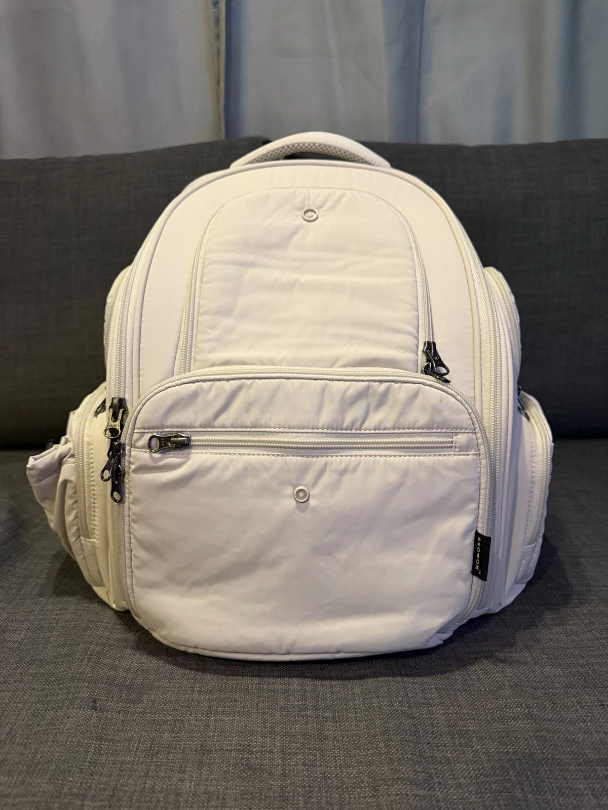SSOOOK Double Window Front Bag pet Backpack Beige Size S, Adjustable Straps