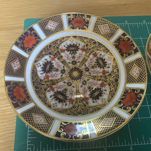 Royal Crown Derby Old Imari 1128 kannelierte Tassen & Untertassen 22K englischer Knochen 2 Sets - Bild 5 von 10