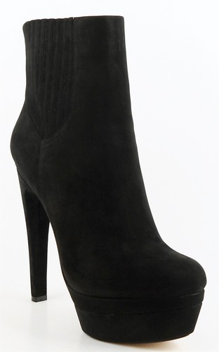 $498 RACHEL ZOE AUDREY Black Buck Leather Designer Platform Ankle Boots 9.5 - Picture 2 of 4