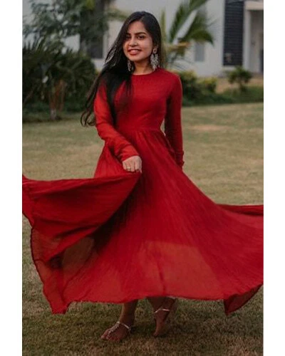Plain red long dress sales