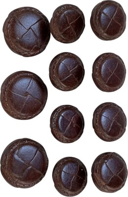 ATbutton Premium New 11 Pieces Genuine Leather Cross Blazer Button Set - Luggage