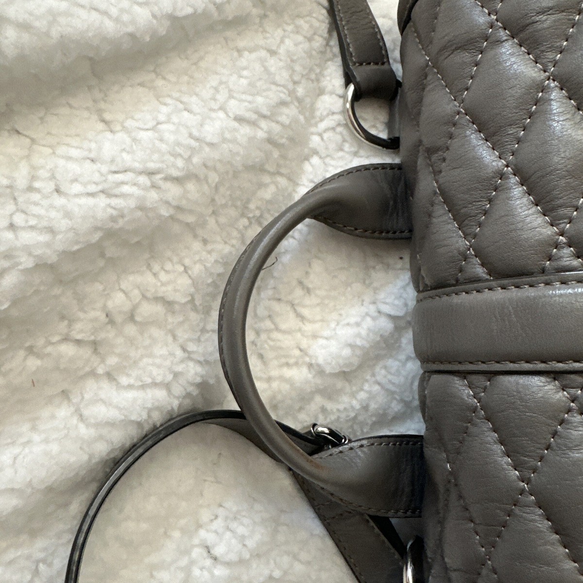 BNWOT Rebecca Minkoff Gray Quilted Backpack Rebecca Minkoff gray diamond quilted leather backpack handle  main image 3