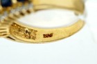 DNJ Signed 14k Yellow Gold Ring w Blue Sapphires & 1/3cttw White Diamonds — photo 6