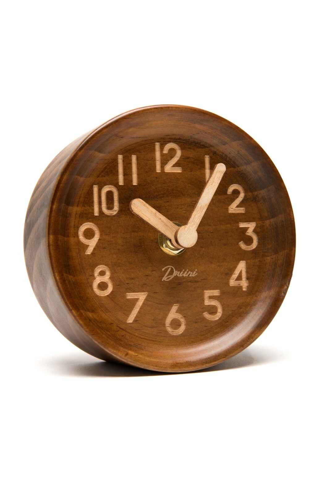 Driini Wooden Desk & Table Analog Clock Made of Genuine Pine