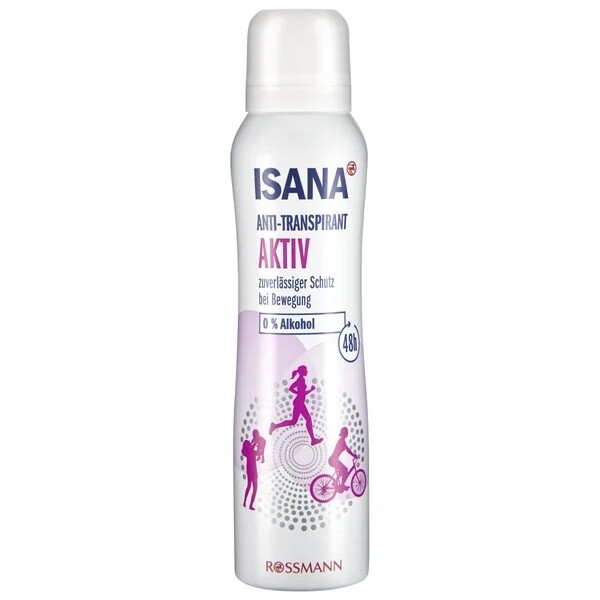 ISANA deodorant spray Aktiv for Active lifestyle 0% ALCOHOL 150ml -FREE  SHIPPING