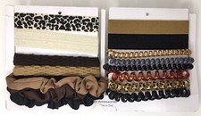 Hair Accessory Set 15pc Scrunchies, Hair Ties , Ponytail Holder Brown Black Tan