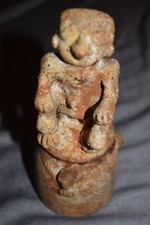 ORIG $399. PRE COLUMBIAN SINU 2 PART FIGURED BOWL 8" PROV