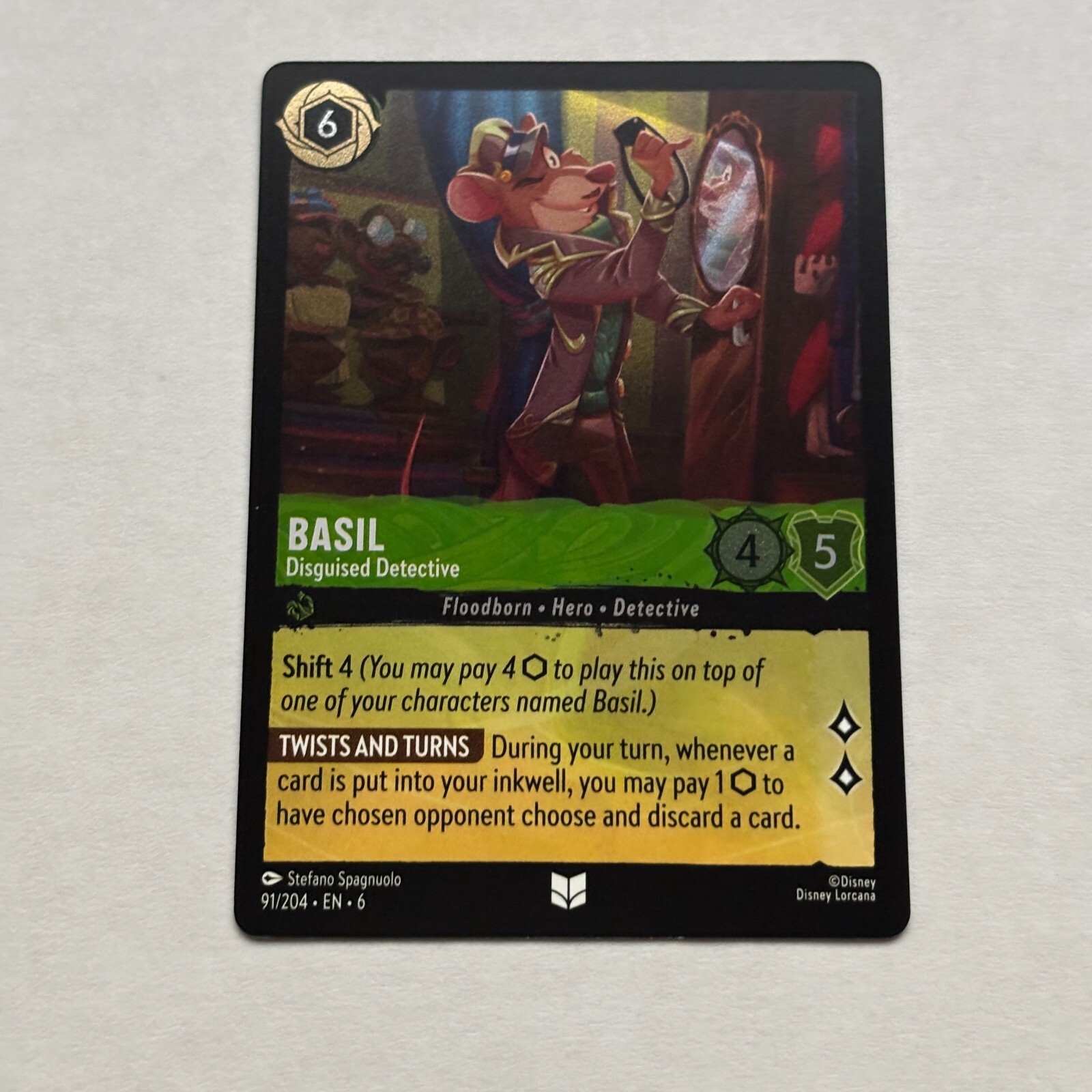 Basil 91/204 Disney Lorcana Azurite Sea Uncommon Cold Foil Card NM