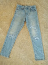 Levi's Denizen Taper Jeans, Youth Size 16 Reg, Distressed Blue Light Wash