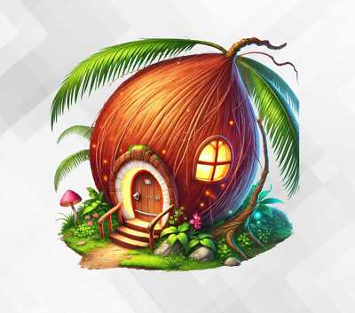 Kokosnuss Fee Obst Haus Wand Vinyl Aufkleber Abziehbild eh706