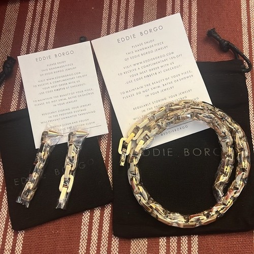 NWT Eddie Borgo Supra Link Gold Earrings & Necklace Set - Picture 9 of 9