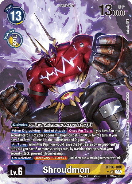BT16-080 Shroudmon : Super Rare Alternative Art Digimon Card : BT16: Beginning O