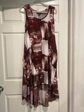 Simply Vera Vera Want Sleeveless Dress Women’s Size PM Burgundy White B93