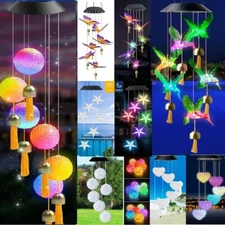 Solar Wind Chimes Lights LED Color Changing Hanging Lamp Garden Home Decor US