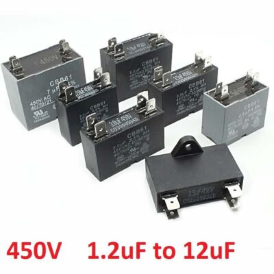 450VAC CBB61 Air Conditioning Fan Motor Start Run Capacitors 1.2uF to 12uF 4-Pin