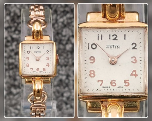 Vintage 1940s Astin Mechanical Cocktail Dress Watch, Gold-Plated Bracelet - Picture 15 of 20