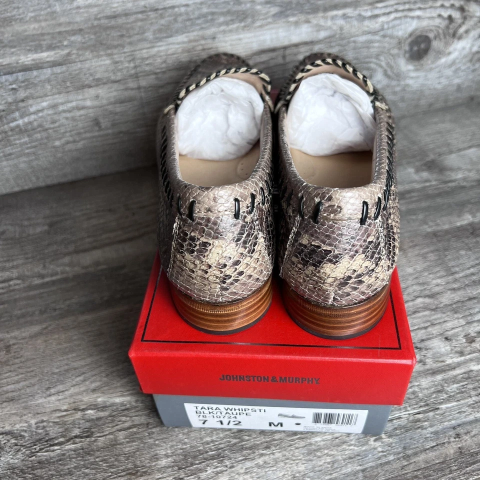 Zapatos mocasín Johnston & Murphy para mujer 7,5 M Whipsti piel de serpiente NUEVO Foto 3 de 4