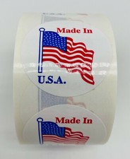 Made in the USA American Flag Labels 1.5" Round 500 Labels