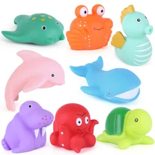 8PCS Bath Toys Bathtub Toy for Infants Toddler No Holes Ocean Sea Baby Water Toy