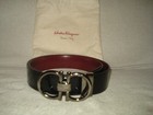 100% AUTHENTIC NEW MEN FERRAGAMO GANCINI LOGO REVERSIBLE LEATHER BELT ONE SIZE — photo 2