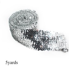 5 Yards Elastic Sequins Trim Strip Fabric Ribbon Crafts DIY Fringe Sewing