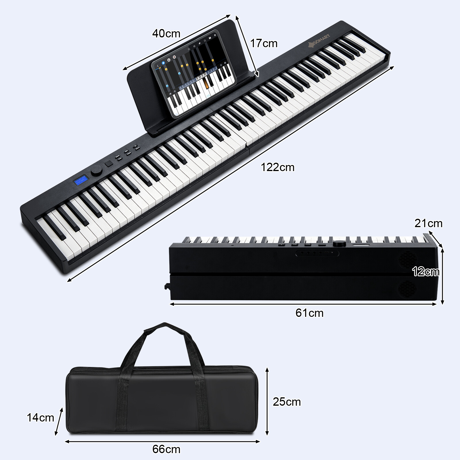 88Key Digital Piano Electronic Keyboard Portable Piano Bag Ideal for