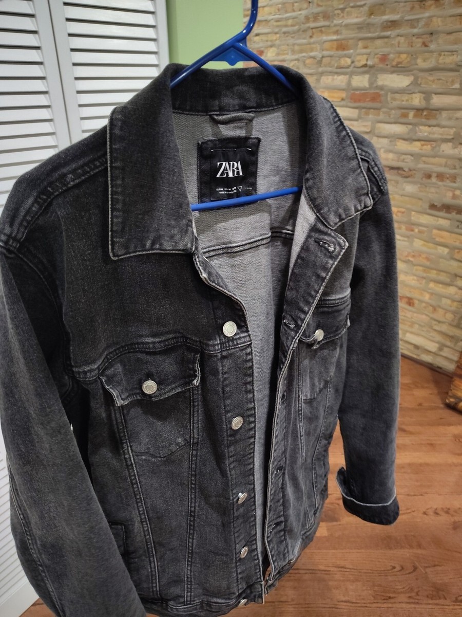 Zara Man Men's Denim Jean Jacket Medium Dark Grey Great Fit Zara Man Men's Denim Jean Jacket Medium Dark Grey Great Fit