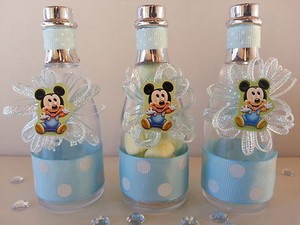 12 Mickey Mouse Fillable Champagne Bottles Baby Shower Boy Favors