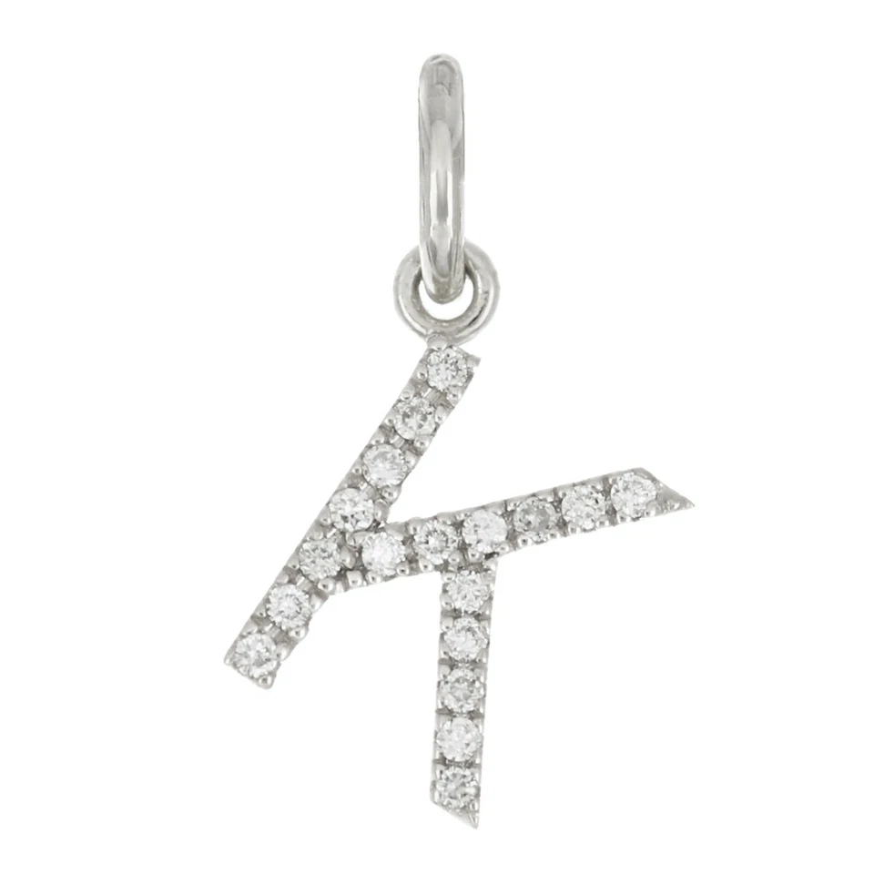 14k Yellow White or Rose Gold Diamond Initial Letter K Charm Pendant - Image 2 of 4