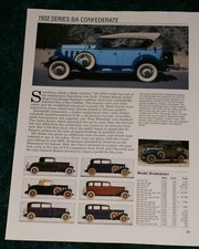 1932 Chevy Series Ba Confederate Spec Sheet Info Photo 32 Deluxe Coach Coupe