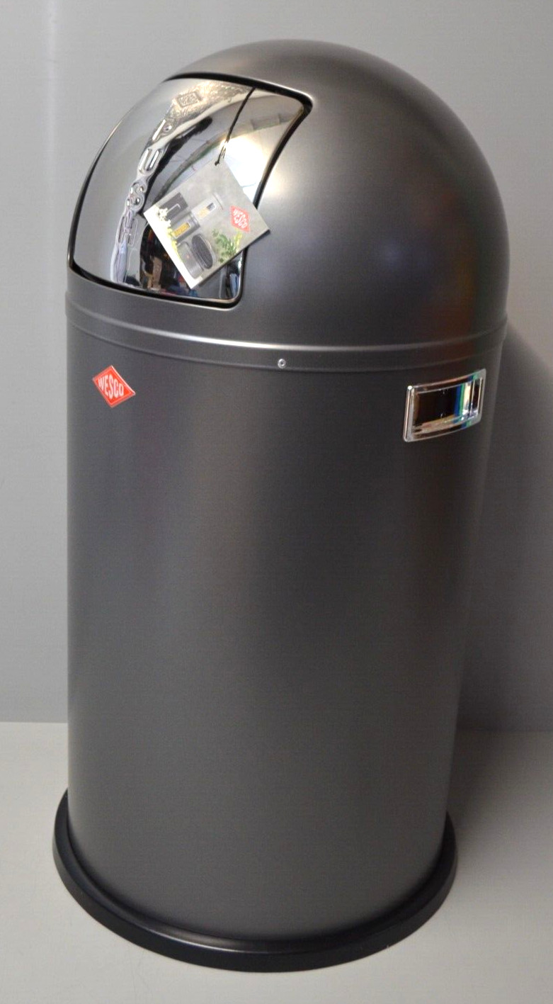 Wesco Pushboy Abfallsammler Mülleimer Abfalleimer Stahlblech Graphit matt 50L