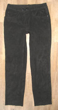 Uomo- Jeans IN Pelle/Biker- Pantaloni di Pelle Nero Scamosciata Circa W32/L32-33