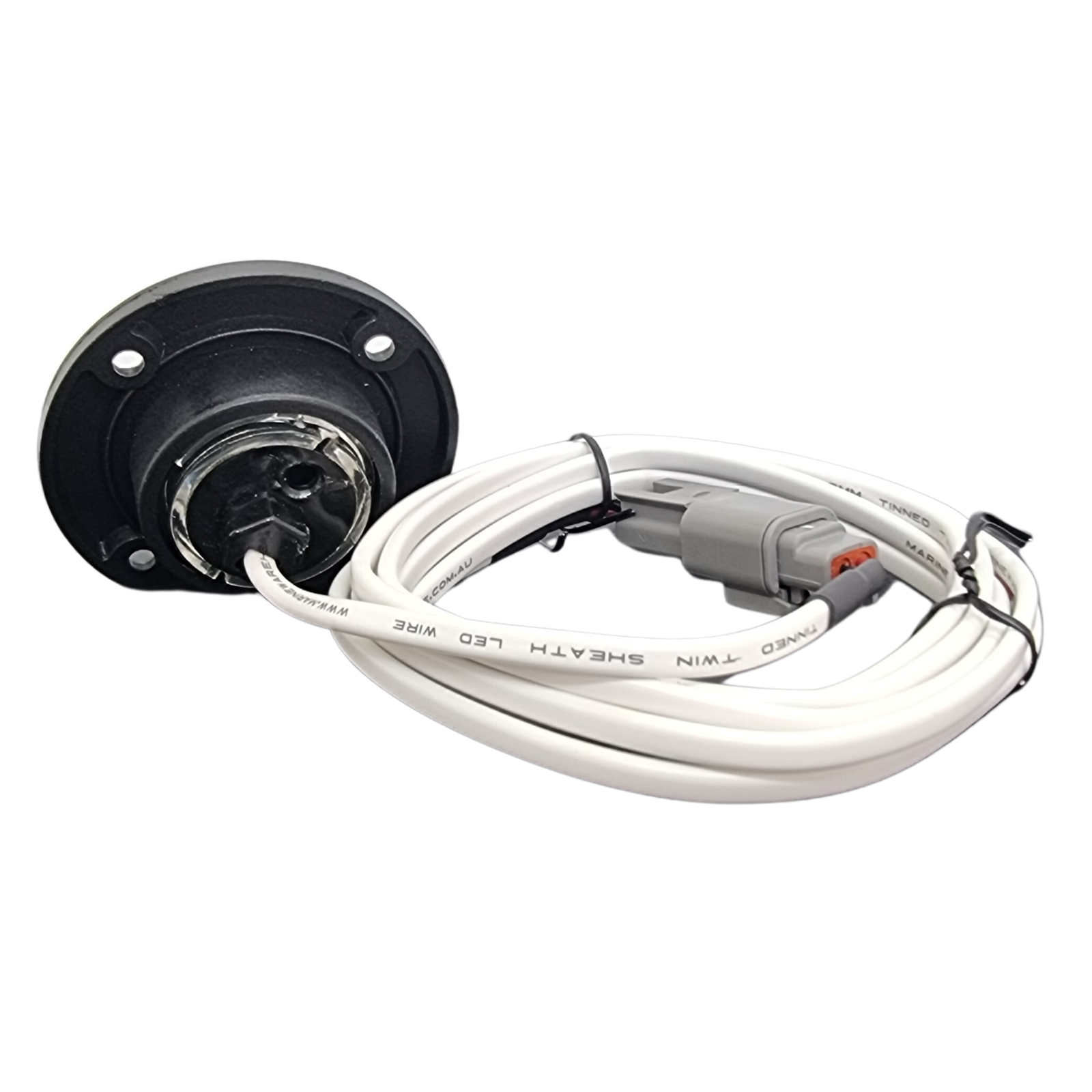 Blue LED Bung Light with Base Mount 12V Marine Tinned Wire Fully