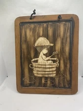 Vintage Portugal Framed Painted Etched Slate Chalkboard Art Signed “Wanda” Rare