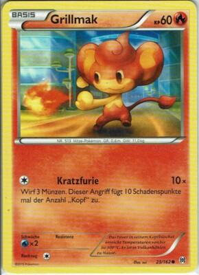 Pokemon Card Trading Card Game XY Turbo Start No. 23/162 Grillmak German