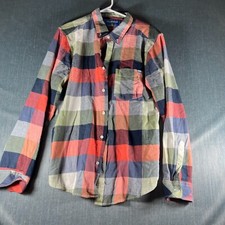 Chubbies Mens Shirt Size L Multicolor Plaid Stretch Flannel Pleated Button-Down