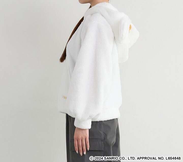 NEW Sanrio Cogimyun Fluffy Zip Hoodie Size M White Kawaii | eBay