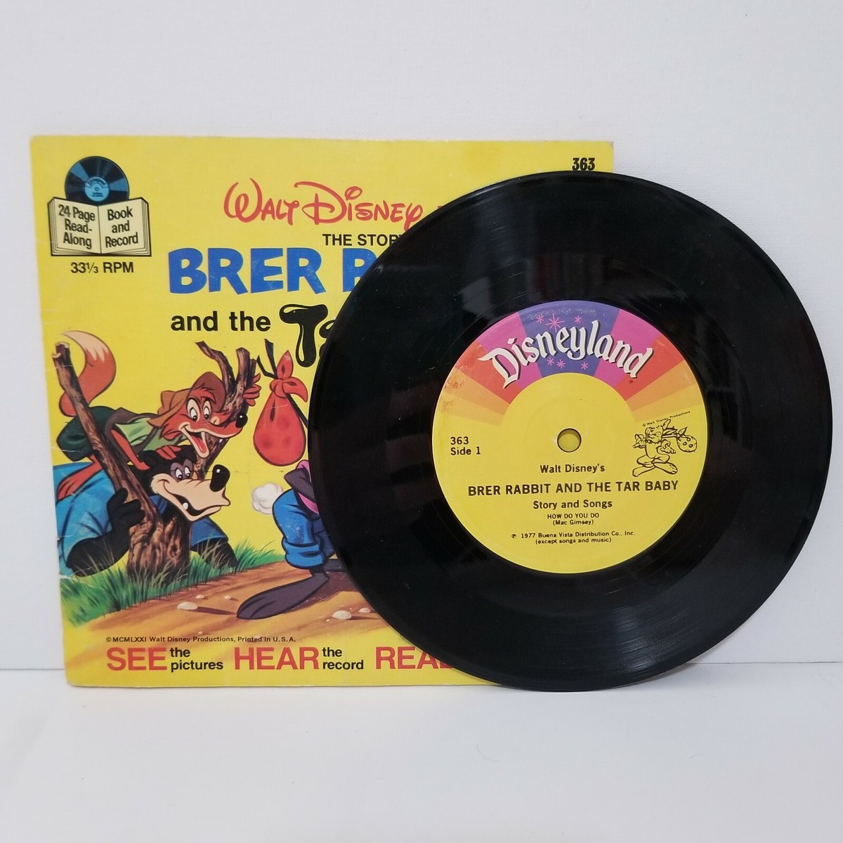 Disney Vintage Brer Rabbit and the Tar Baby Book and 33 1/3 Vinyl