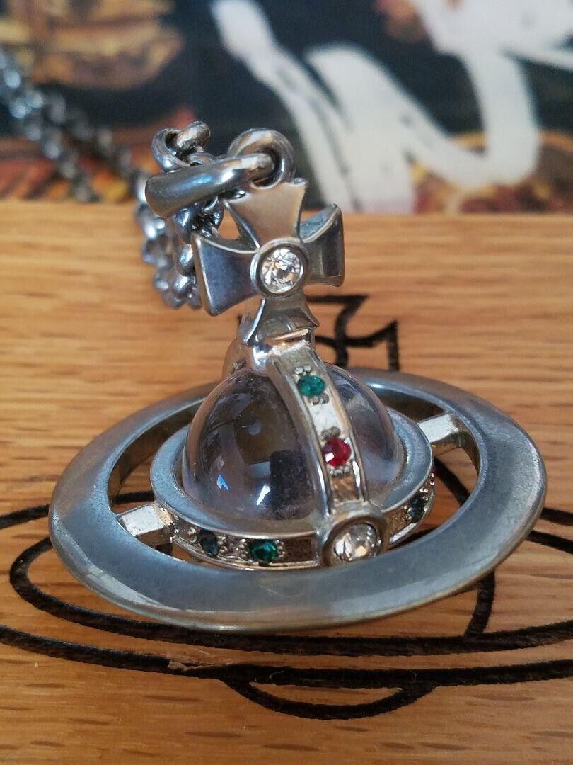 Vivienne Westwood Small Orb Pendant Necklace Silver 76cm Vivienne Westwood Small Orb Pendant Necklace Silver 76cm