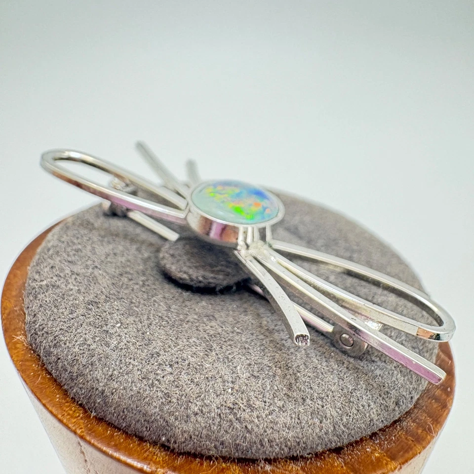 Vintage Silver Tone Opal Triplet Bezel Set Brooch Size 1.75" Length - Image 4 of 4