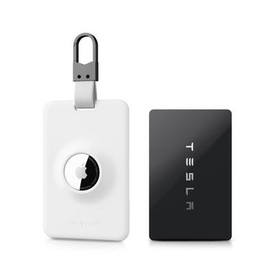 PROfezzion 1er Pack Sicher Tesla Schlüsselkartenhalter mit Air Tag Weiß (1er Pack) 