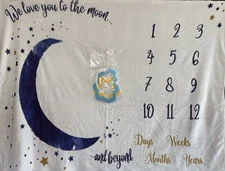 Baby Monthly Milestone Blanket Photograph Backdrop Love You To The Moon & Beyond
