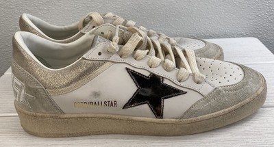 Golden Goose Ballstar Womens Size US7 EU37 White Leather Pearly Glitter Sneakers