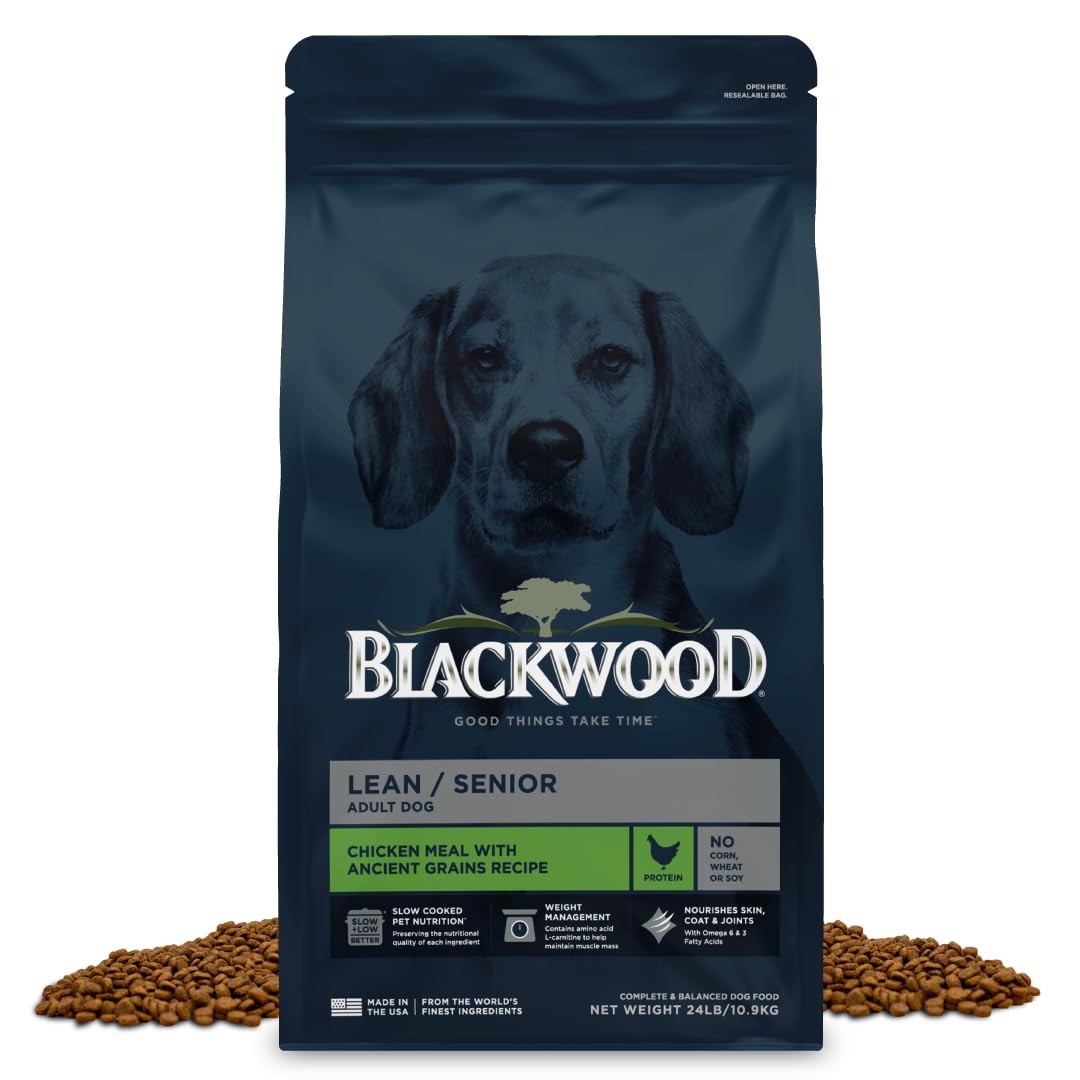 Lean/Senior Dry Dog Food, Chicken Meal with Ancient Grains, 24 Pound Bag for ...